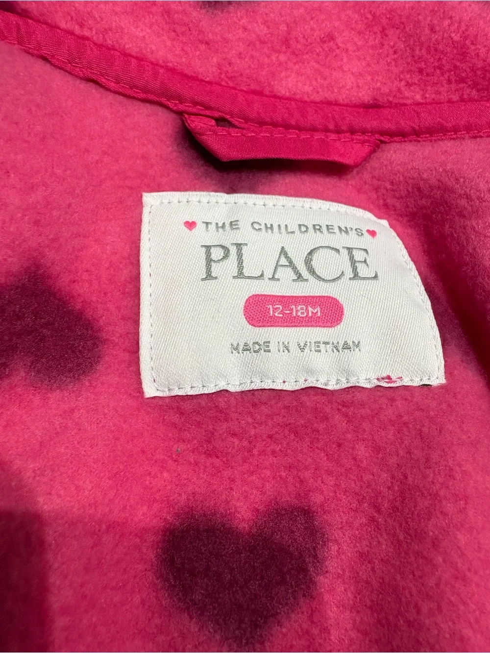 Children’s Place pink hearts 3 in 1 winter coat and matching snow bibs 12-18